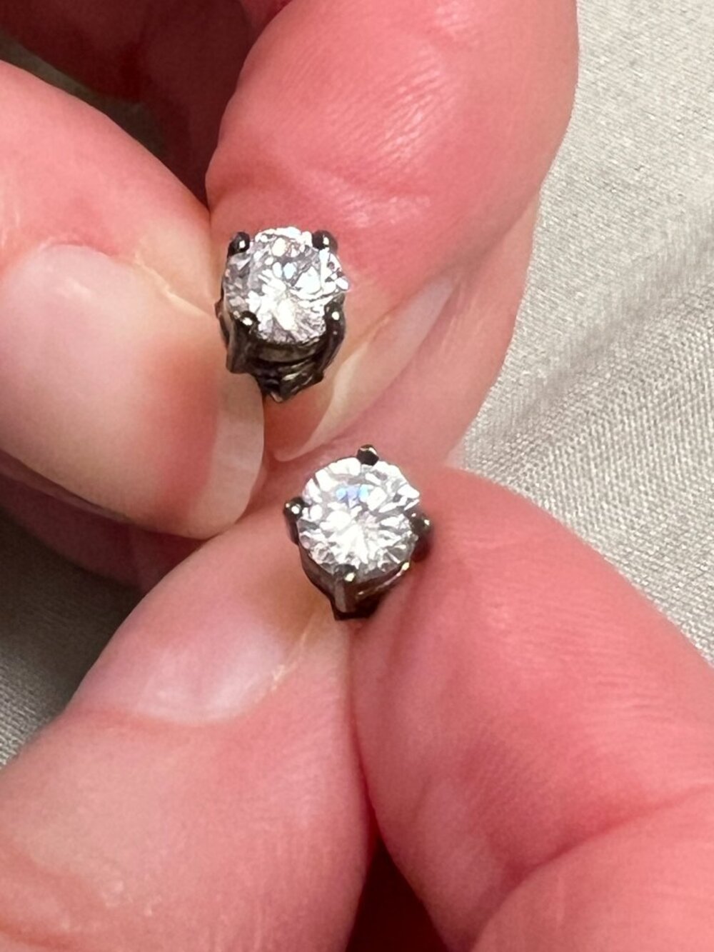 .925 Sterling Silver Solitaire Cubic Zirconia or Moissanite Stud Earrings